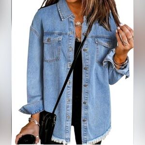 Zeagoo Jean Jackets Size Large Fringe Hem New with tags